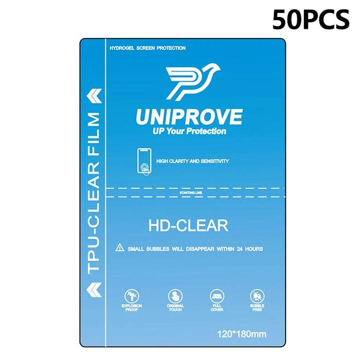 UNIPROVE 50Pcs Hydrogel Film TPU HD Clear Screen Protector 180 x 120mm Full Coverage Anti Explosion - 1