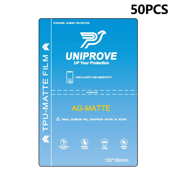 UNIPROVE 50Pcs 180 x 120mm TPU AG Hydrogel Film Anti Glare Full Coverage Matte Screen Protector - 1