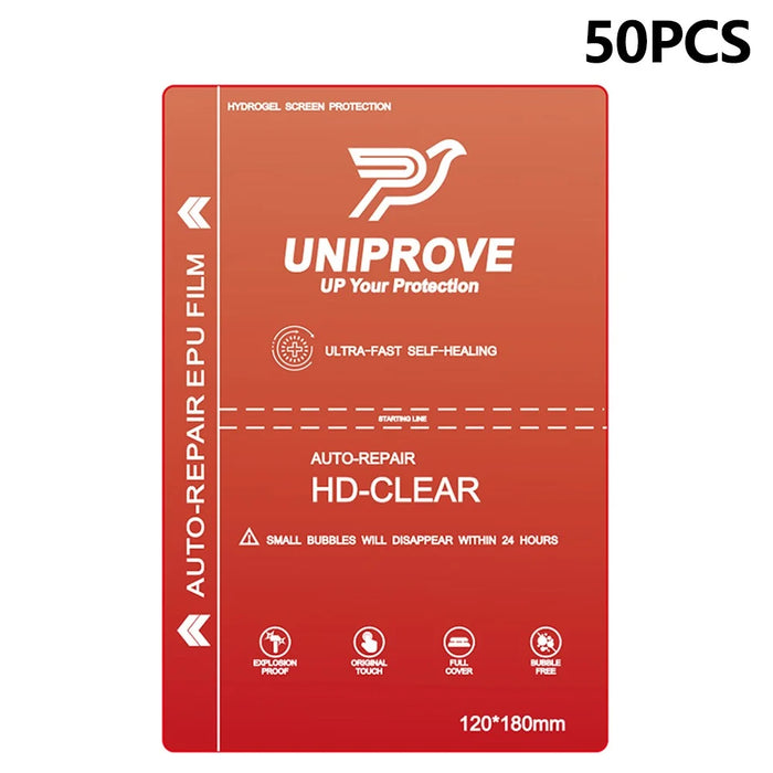UNIPROVE 50Pcs 180 x 120mm EPU Hydrogel Screen Protector Self Healing Ultra Clear Cell Phone Screen Film - 1