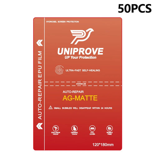 UNIPROVE 50Pcs EPU Hydrogel Screen Protector 180 x 120mm Self Healing Matte Film Full Coverage Anti Scratch - 1