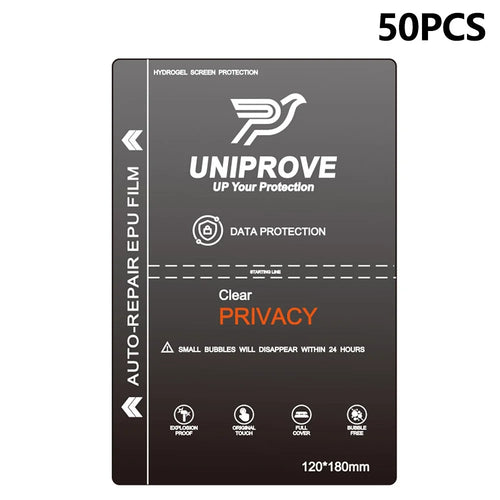 UNIPROVE 50Pcs EPU Hydrogel Screen Protector Self Healing Anti Spy HD Cellphone Film Full Coverage - 1