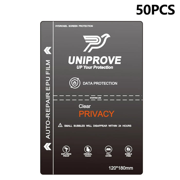 UNIPROVE 50Pcs EPU Hydrogel Screen Protector Self Healing Anti Spy HD Cellphone Film Full Coverage - 1