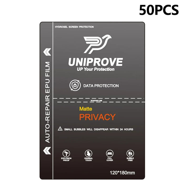 UNIPROVE 50Pcs EPU Hydrogel Film Screen Protector 180 x 120mm Self-Healing Anti Spy Matte Film for Mobile Devices - 1