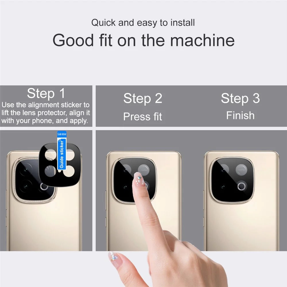 IMAK Camera Lens Protector For vivo iQOO Z10 Turbo 5G  /  iQOO Z10 Turbo Pro 5G  /  Y300 GT 5G Tempered Glass HD Clear Lens Film (Black Version) - 4