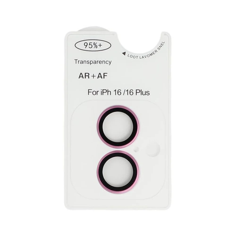 For iPhone 16 / 16 Plus AR + AF Lens Protector Anti-Glare Positioning Clear Lens Film - Rose Pink - 2