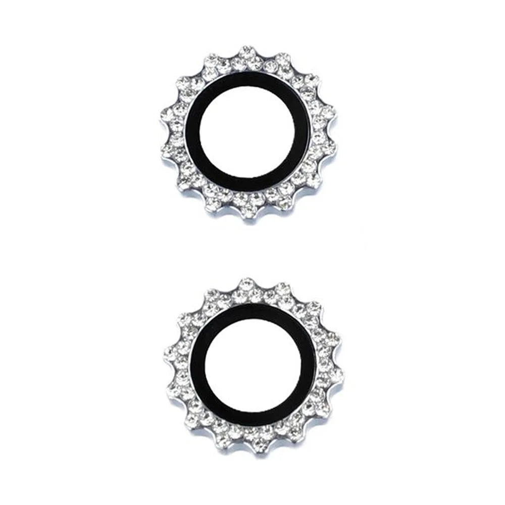 1Set For iPhone 15 / 15 Plus Camera Lens Protector Gear Shape Rhinestone Decor Tempered Glass Lens Film - Blue - 2