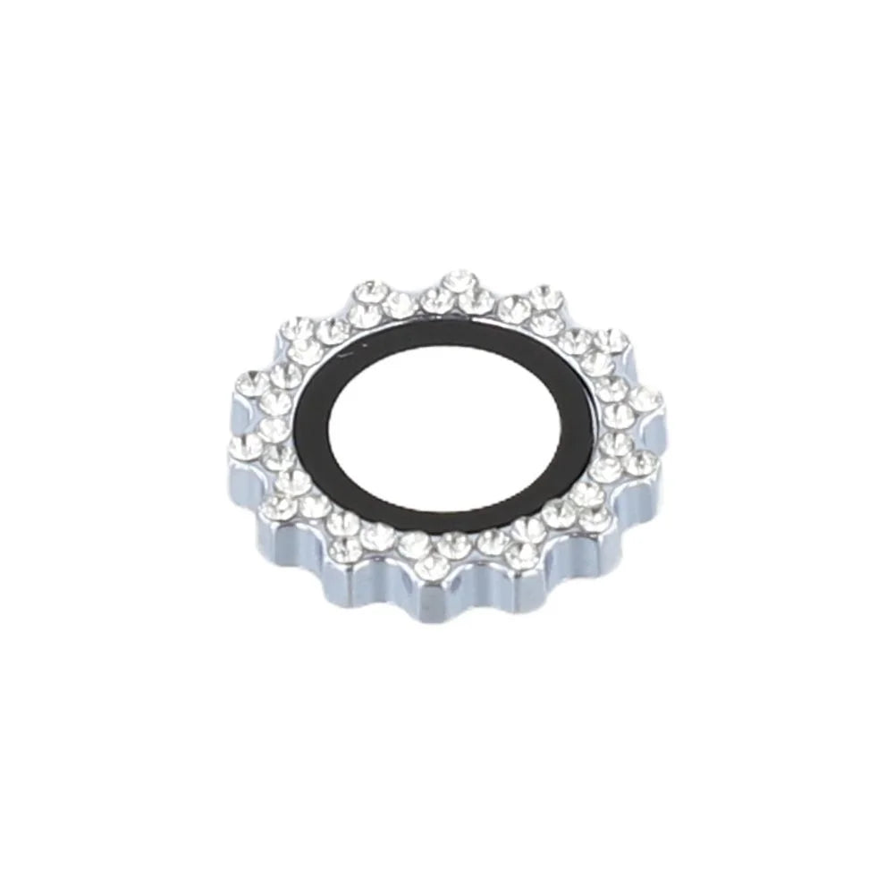 1Set For iPhone 15 / 15 Plus Camera Lens Protector Gear Shape Rhinestone Decor Tempered Glass Lens Film - Blue - 4