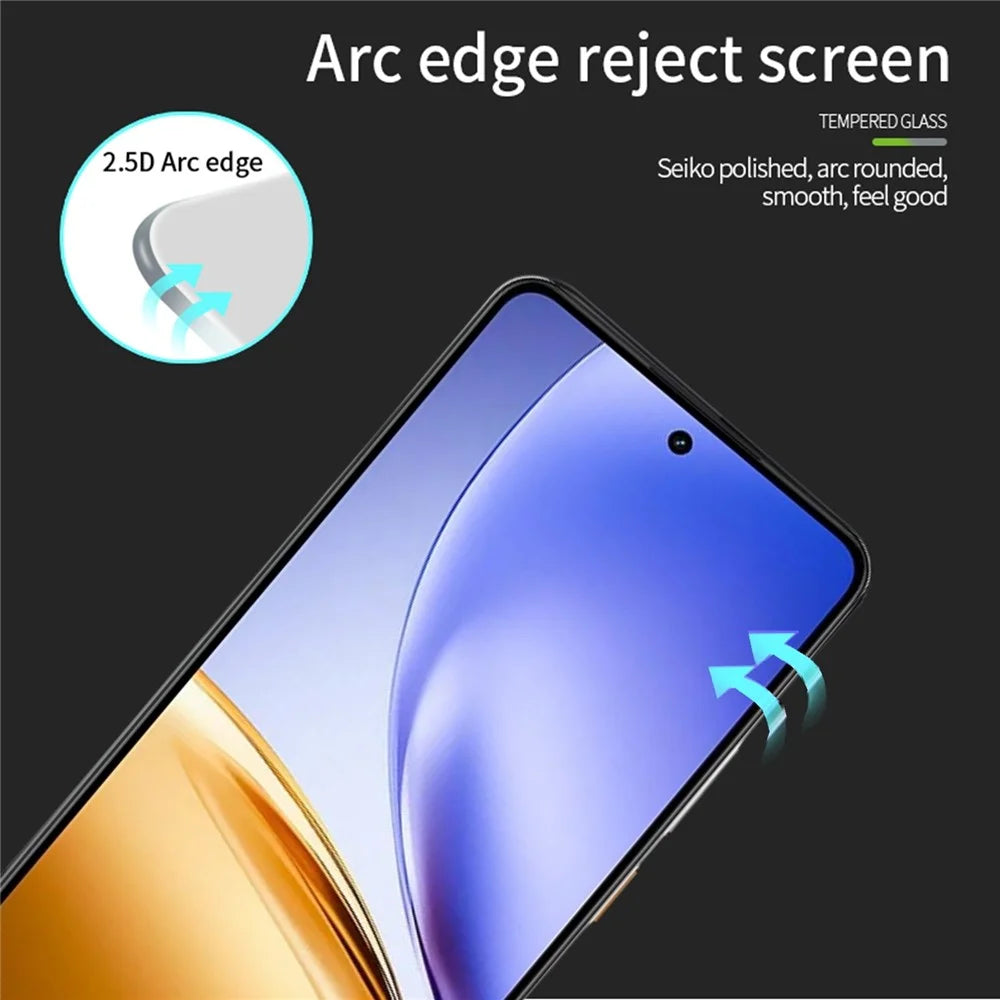 MOFI For Realme 14T 5G / Realme 14 5G Screen Protector  9H Full Glue Full Coverage High Aluminum-Silicon Glass Film - Black - 2