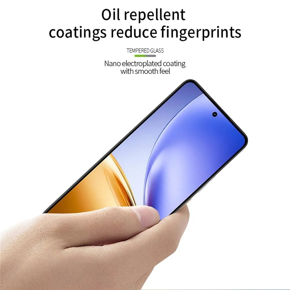 MOFI For Realme 14T 5G / Realme 14 5G Screen Protector  9H Full Glue Full Coverage High Aluminum-Silicon Glass Film - Black - 4