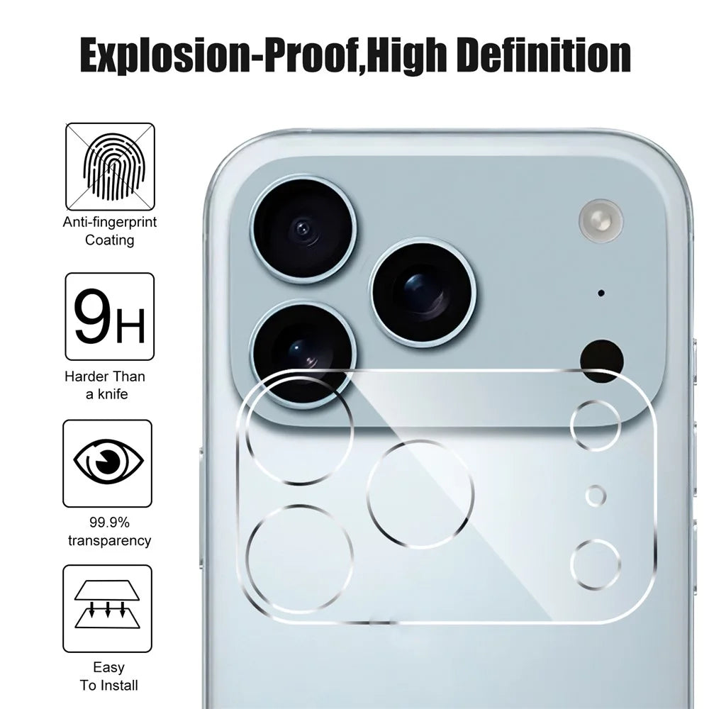 For iPhone 17 Pro Max Camera Lens Protector Arc Edge Clear Tempered Glass Film - 4