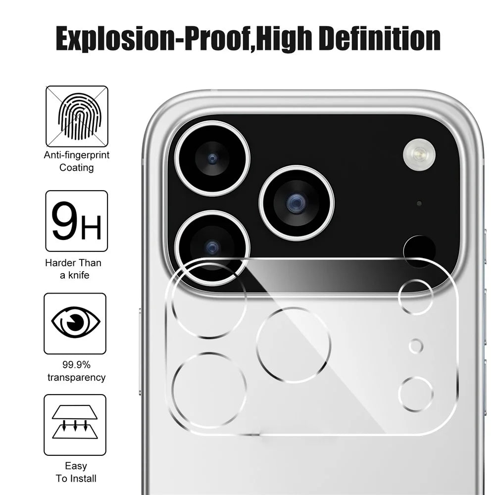 For iPhone 17 Pro Camera Lens Protector Arc Edge Clear Tempered Glass Film - 4