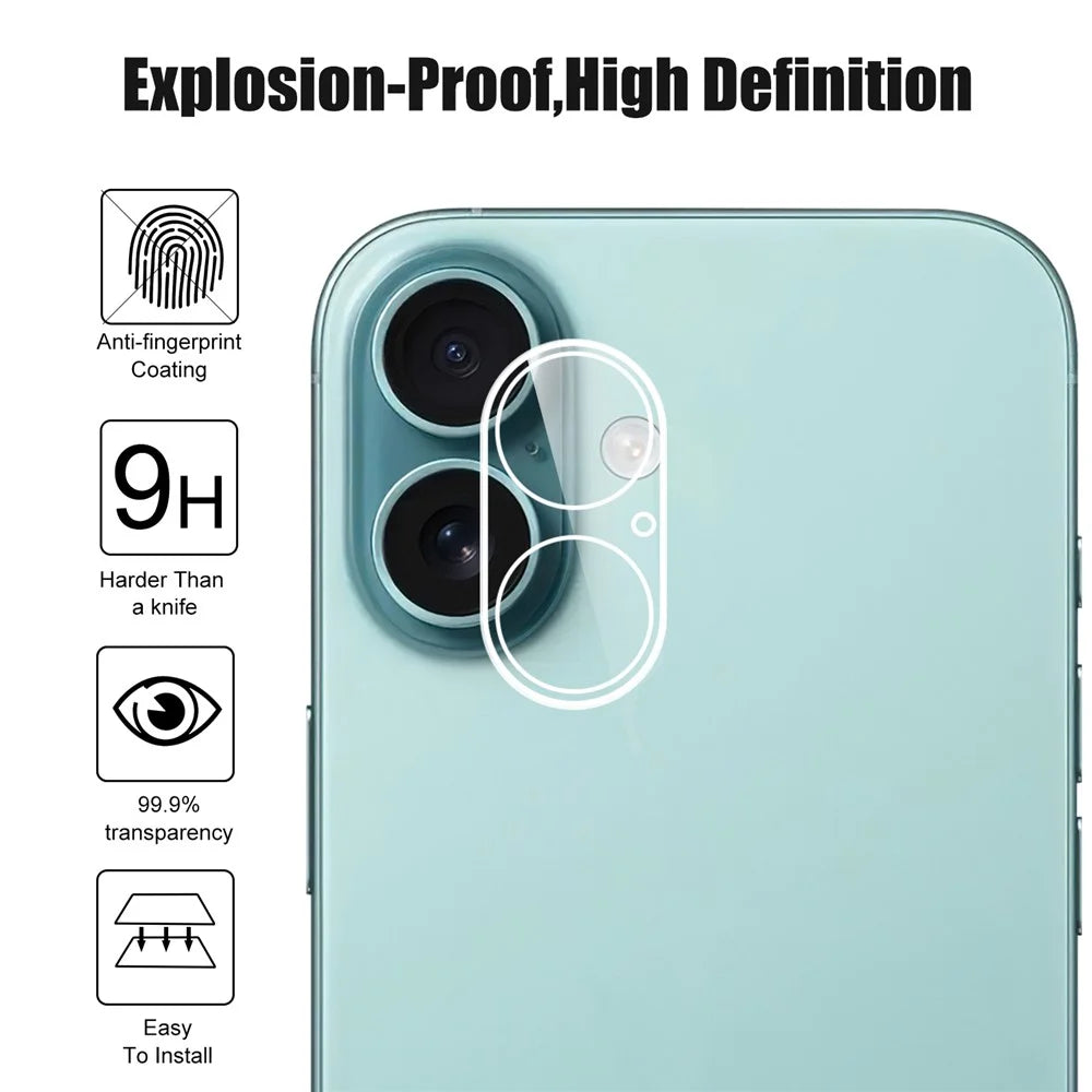 For iPhone 17 Camera Lens Protector Arc Edge Clear Tempered Glass Film - 4