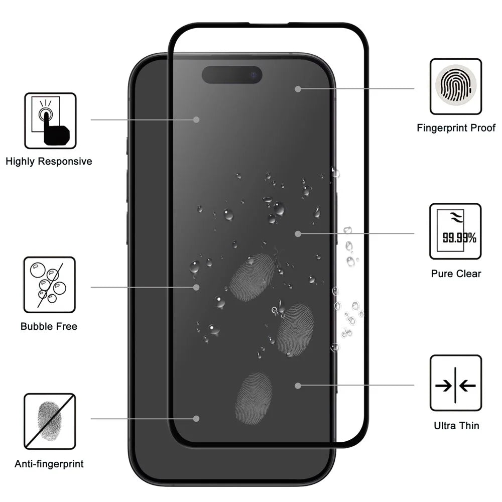 For iPhone 17 AGC Tempered Glass with Black Edge Full Glue Full Coverage Screen Protector - 2