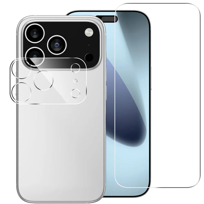 For iPhone 17 Pro Clear Tempered Glass Screen Protector Anti-Explosion Film + Camera Lens Protector - 1