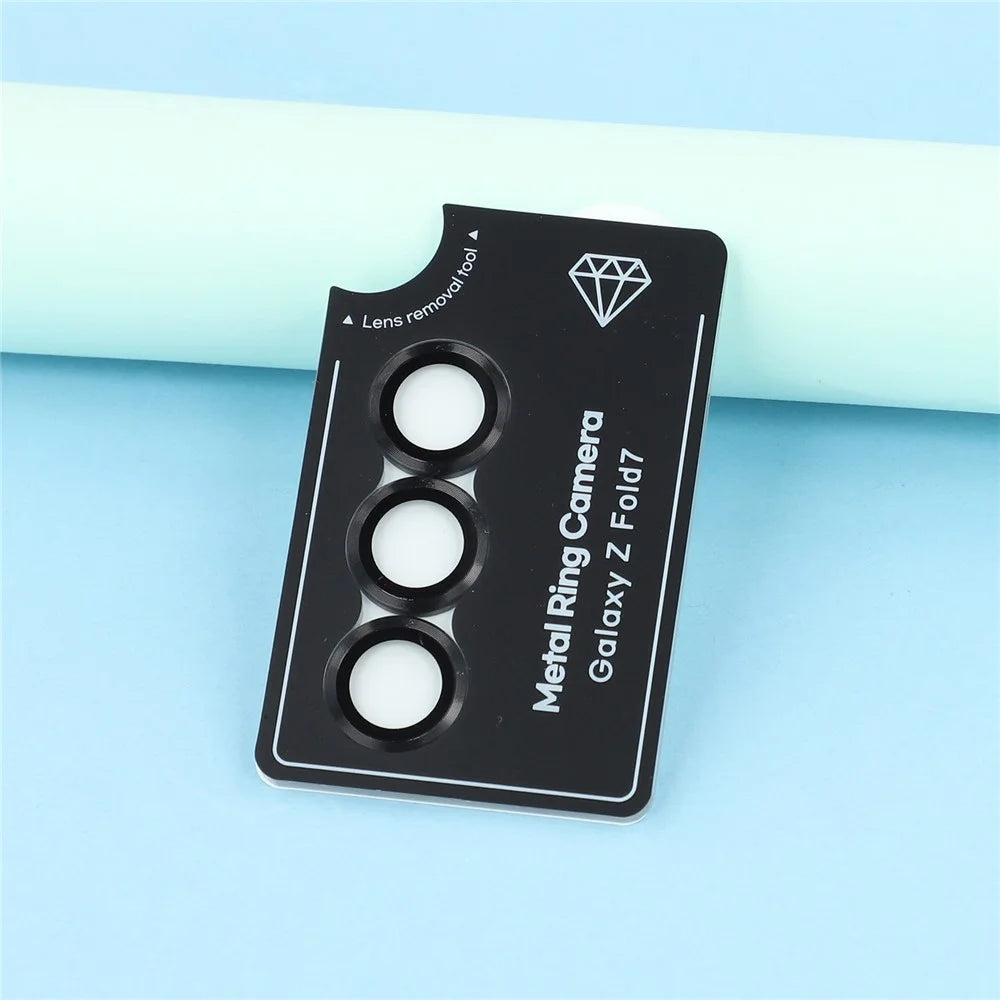 For Samsung Galaxy Z Fold7 5G Camera Lens Protector Set Electroplating Metal + Tempered Glass Individual Lens Film - Black - 4