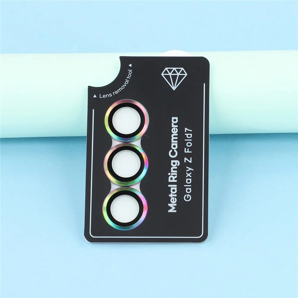 For Samsung Galaxy Z Fold7 5G Camera Lens Protector Set Electroplating Metal + Tempered Glass Individual Lens Film, Colorful - 4