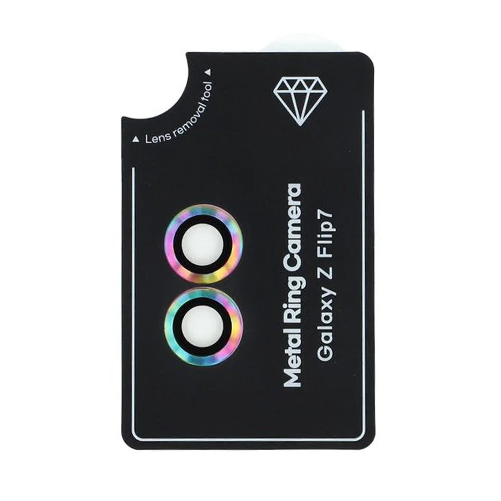 For Samsung Galaxy Z Flip7 5G Camera Lens Protector Set Electroplating Metal + Tempered Glass Individual Lens Film, Colorful - 2