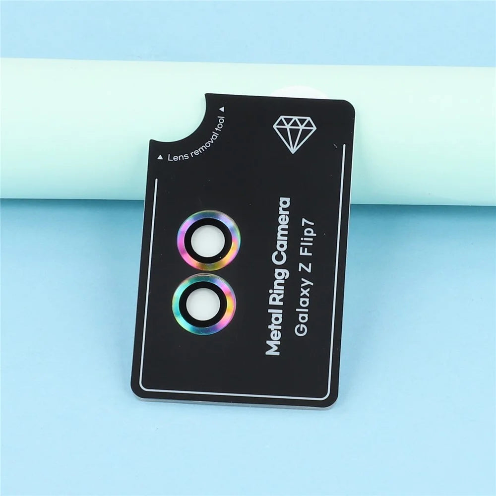 For Samsung Galaxy Z Flip7 5G Camera Lens Protector Set Electroplating Metal + Tempered Glass Individual Lens Film, Colorful - 4