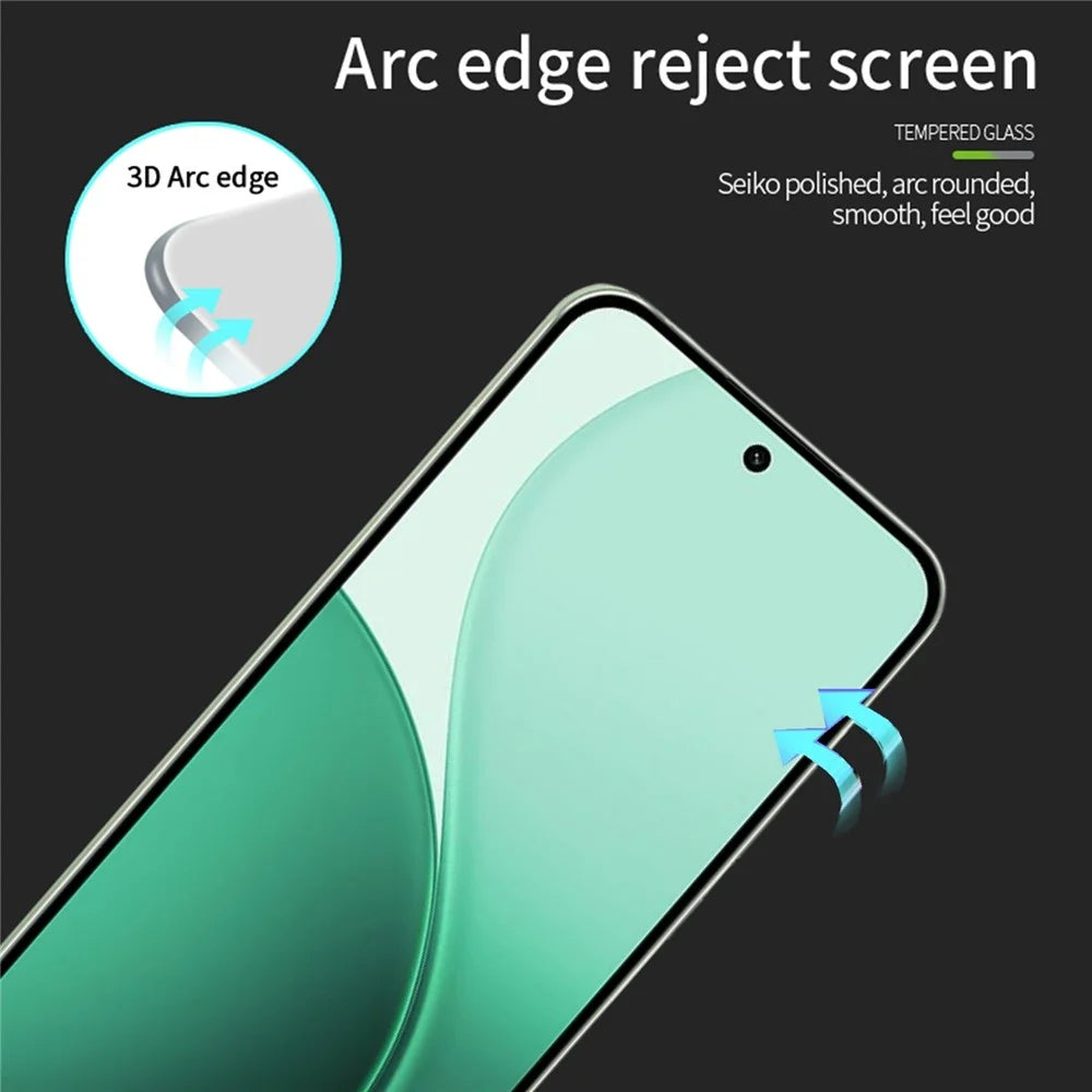 PINWUYO For Oppo Reno14 5G Tempered Glass Film  Explosion-proof 9H 3D Full Screen Protector - Black - 2