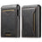 SUTENI Card Holder Imprint Waxy Texture PU Leather Automatic Pop-Up Metal Card Case - Black - 1