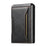 SUTENI Card Holder Imprint Waxy Texture PU Leather Automatic Pop-Up Metal Card Case - Black - 3