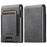 SUTENI Elastic Band Card Holder Jeans Cloth Texture PU Leather + Metal Automatic Pop-Up Card Case - Black - 1