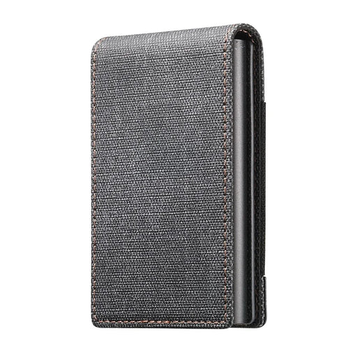 SUTENI Elastic Band Card Holder Jeans Cloth Texture PU Leather + Metal Automatic Pop-Up Card Case - Black - 2