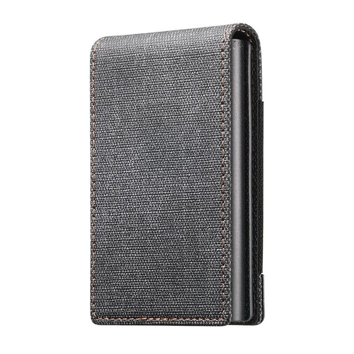 SUTENI Elastic Band Card Holder Jeans Cloth Texture PU Leather + Metal Automatic Pop-Up Card Case - Black - 2