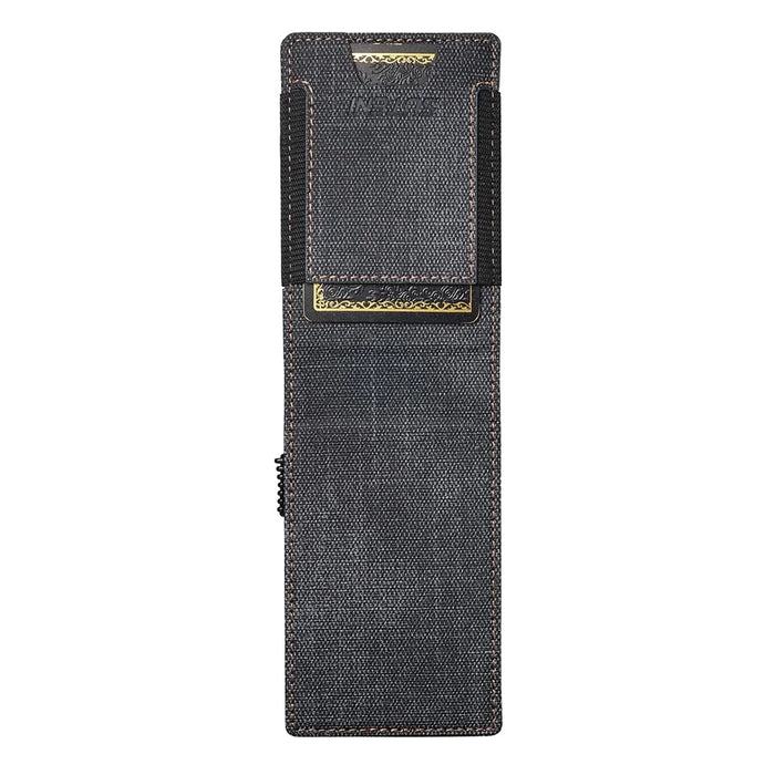 SUTENI Elastic Band Card Holder Jeans Cloth Texture PU Leather + Metal Automatic Pop-Up Card Case - Black - 5