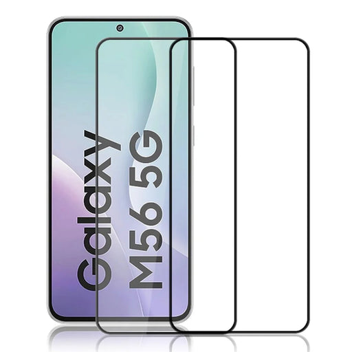 AMORUS 2Pcs For Samsung Galaxy M56 5G / F56 5G Screen Protector Shatterproof Silk Printing Tempered Glass Film - Black - 1