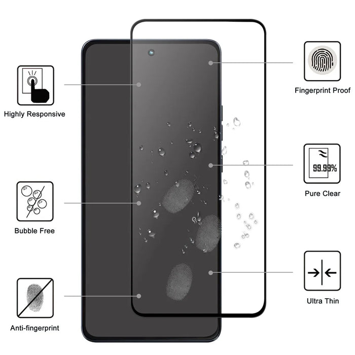 For Motorola Moto G86 Power 5G / G86 5G AGC Tempered Glass with Black Edge Full Glue Full Coverage Screen Protector - 2