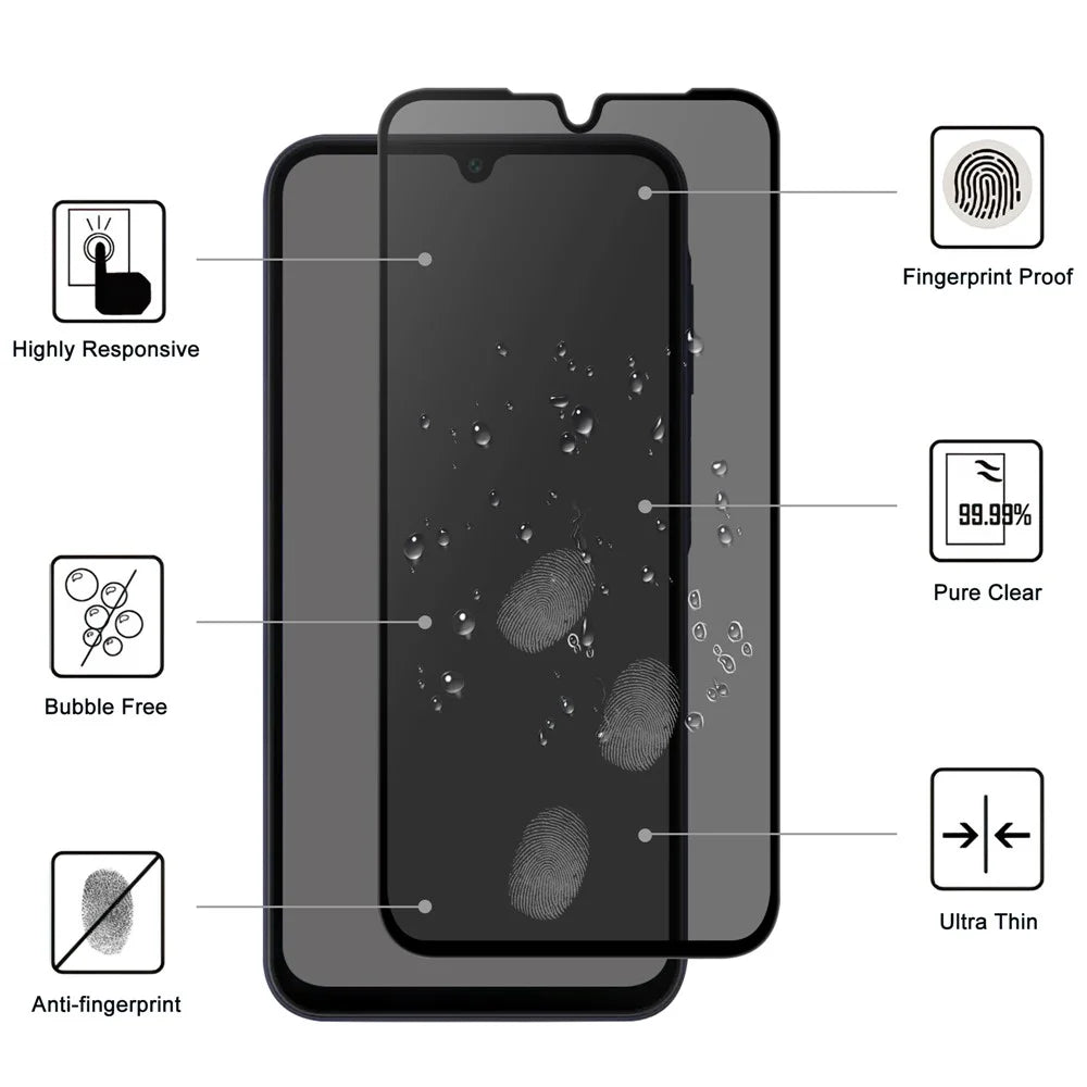 For Samsung Galaxy A18 5G / A18 4G / A17 5G / A17 4G / A26 5G Tempered Glass Screen Protector 2.5D Arc Edge Anti-Spy Film - 2