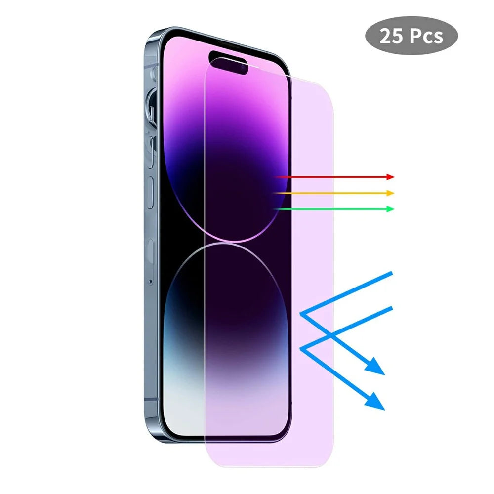 JUNSUNMAY 25Pcs For iPhone 16 Tempered Glass Screen Protector Anti Blue Ray Eye Protection HD Clear Film - 1