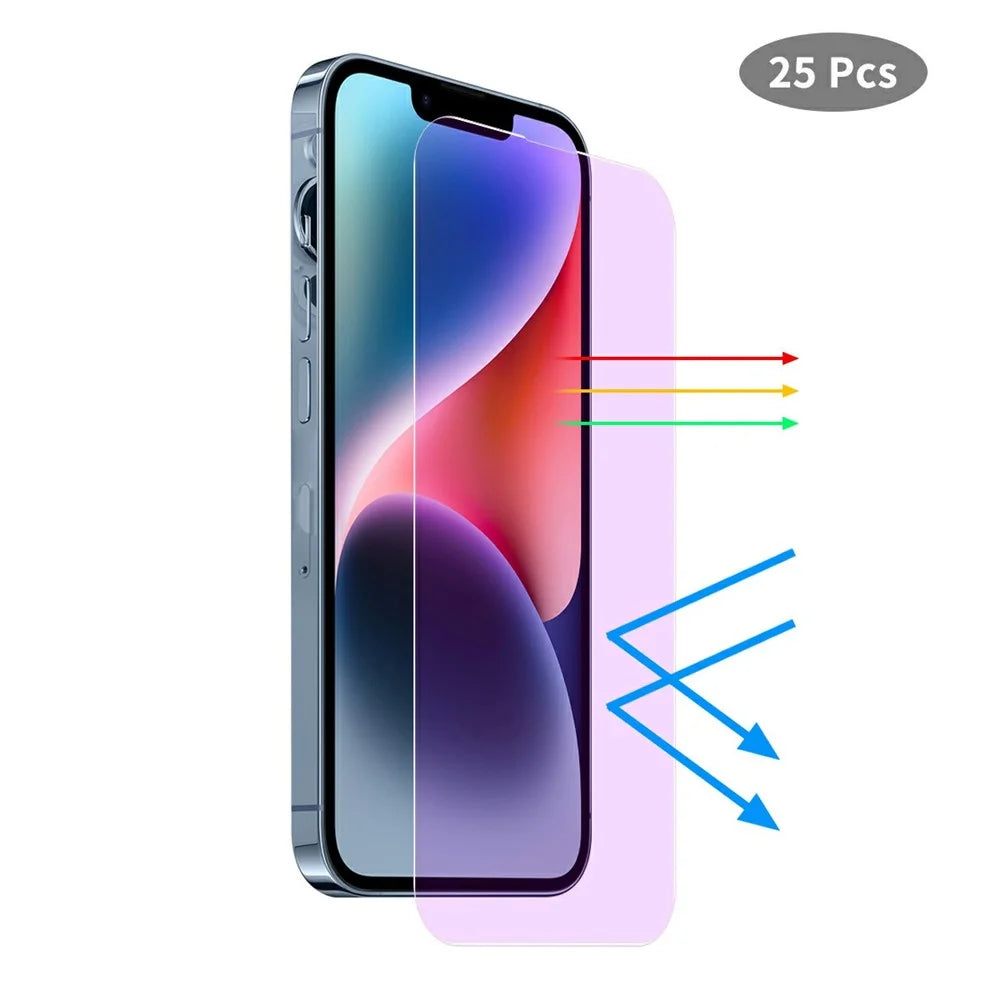 JUNSUNMAY 25Pcs For iPhone 16 Pro Tempered Glass Screen Protector Anti Blue Ray Eye Protection HD Clear Film - 1