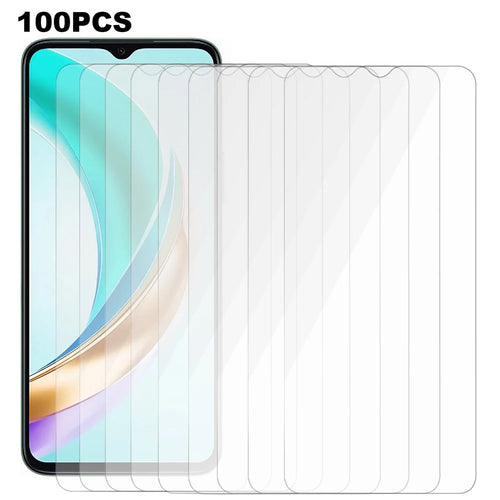 100Pcs For Honor X6b 4G Screen Protector Anti-Scratch Tempered Glass Film (No Package, with Wipes Set, Dust-absorber, Guide Sticker) - 1