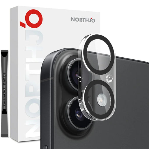NORTHJO For iPhone 17 Camera Lens Protector Black Circles 3D Full Coverage Clear Tempered Glass Lens Film - 1