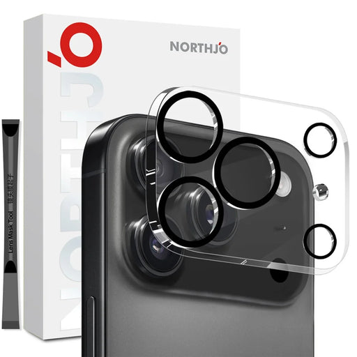 NORTHJO For iPhone 17 Pro Camera Lens Protector Black Circles 3D Full Coverage Clear Tempered Glass Lens Film - 1