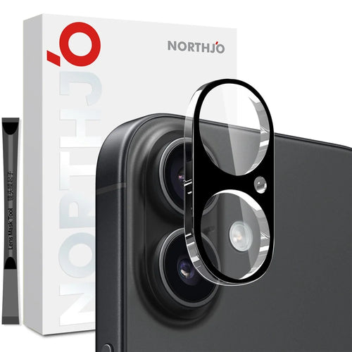 NORTHJO For iPhone 17 Camera Lens Protector Black Silk Printing 3D Clear Tempered Glass Lens Film - 1