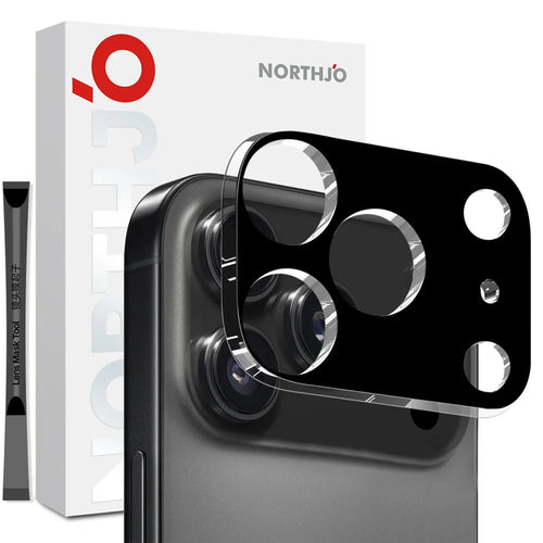 NORTHJO For iPhone 17 Pro Max Camera Lens Protector Black Silk Printing 3D Clear Tempered Glass Lens Film - 1