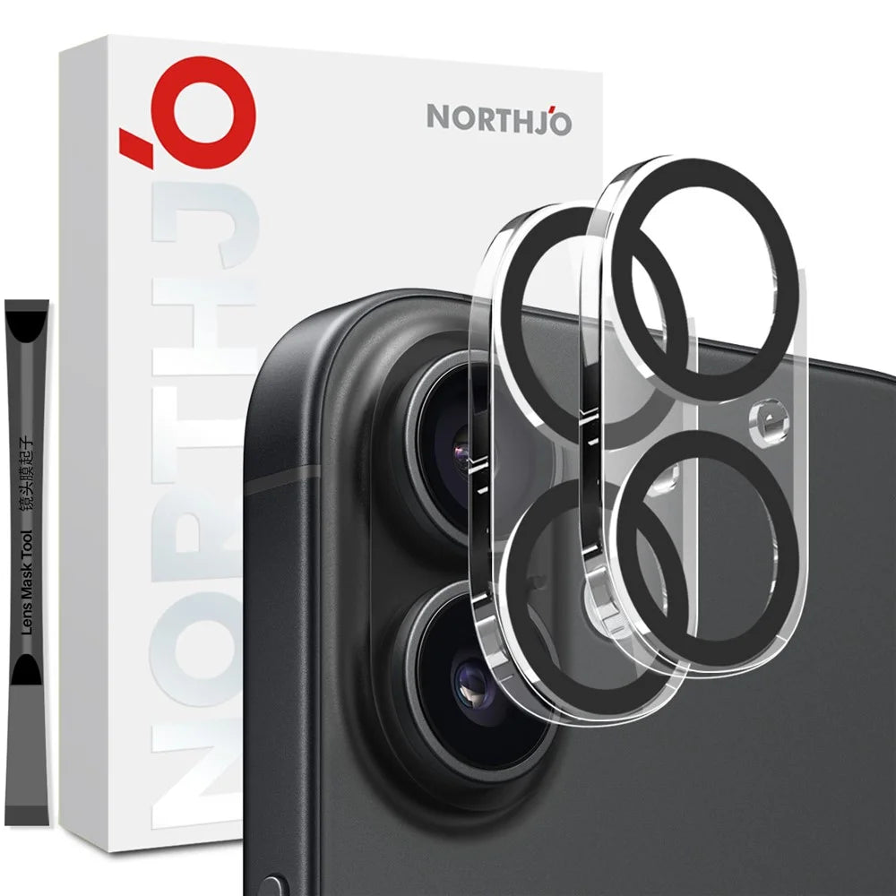 NORTHJO 2Pcs For iPhone 17 Camera Lens Protector Black Circles 3D Full Coverage Clear Tempered Glass Lens Film - 1
