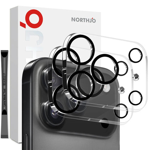 NORTHJO 2Pcs For iPhone 17 Pro Camera Lens Protector Black Circles 3D Full Coverage Clear Tempered Glass Lens Film - 1