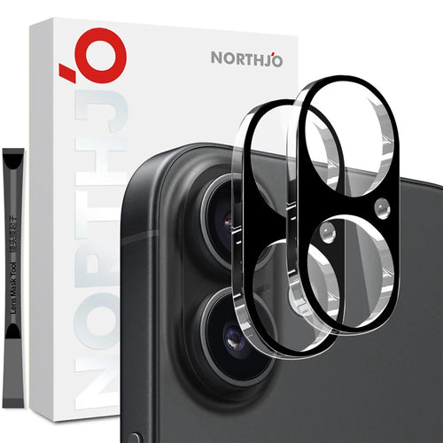 NORTHJO 2Pcs For iPhone 17 Camera Lens Protector Black Silk Printing 3D Clear Tempered Glass Lens Film - 1