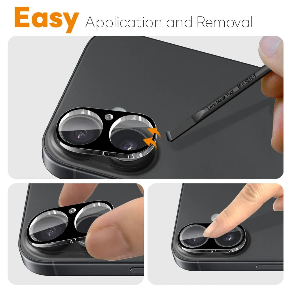 NORTHJO 2Pcs For iPhone 17 Camera Lens Protector Black Silk Printing 3D Clear Tempered Glass Lens Film - 3