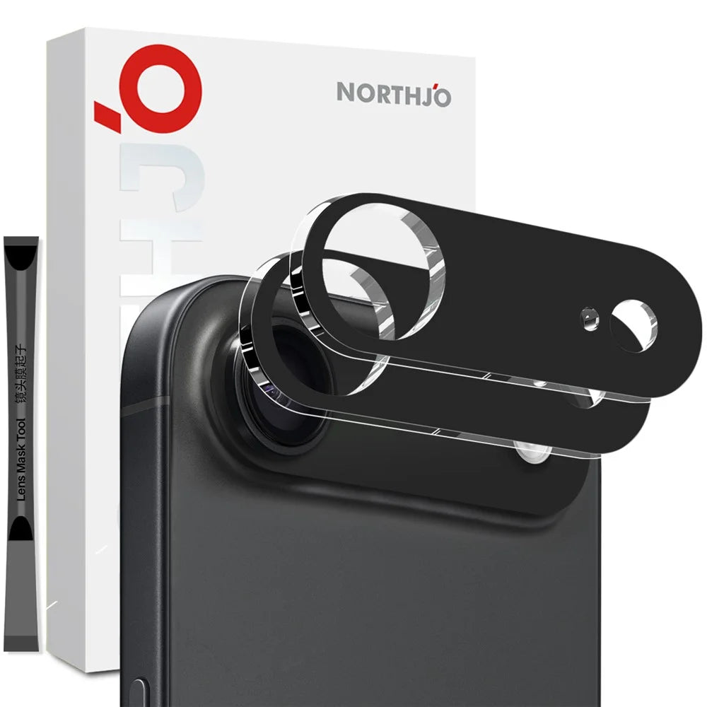 NORTHJO 2Pcs For iPhone Air Camera Lens Protector Black Silk Printing 3D Clear Tempered Glass Lens Film - 1