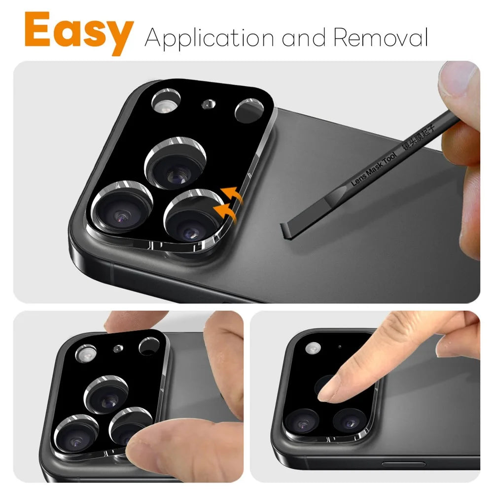 NORTHJO 2Pcs For iPhone 17 Pro Max Camera Lens Protector Black Silk Printing 3D Clear Tempered Glass Lens Film - 3