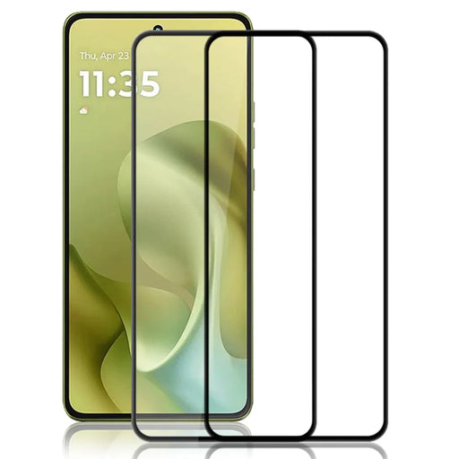 AMORUS 2Pcs For Motorola Moto G86 5G Screen Protector Shatterproof Silk Printing Tempered Glass Film - Black - 1