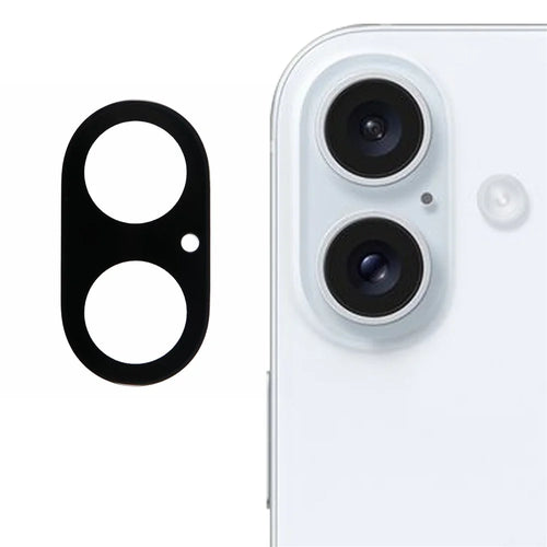 For iPhone 16 / 16 Plus Tempered Glass Lens Protector Black Silk Printing Camera Lens Film - 1