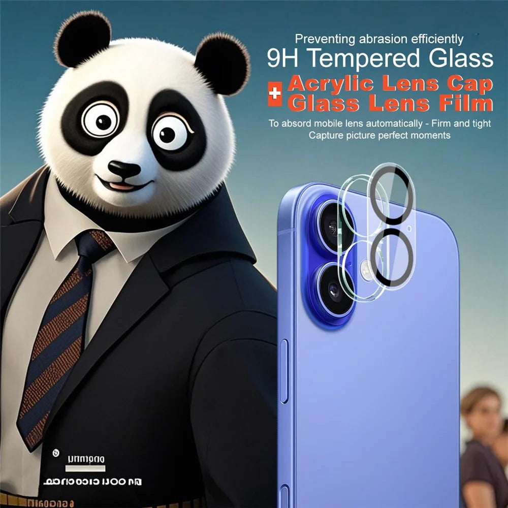 IMAK For iPhone 17 Tempered Glass Camera Lens Protector Acrylic Lens Cap (Black Circle Design) - 3