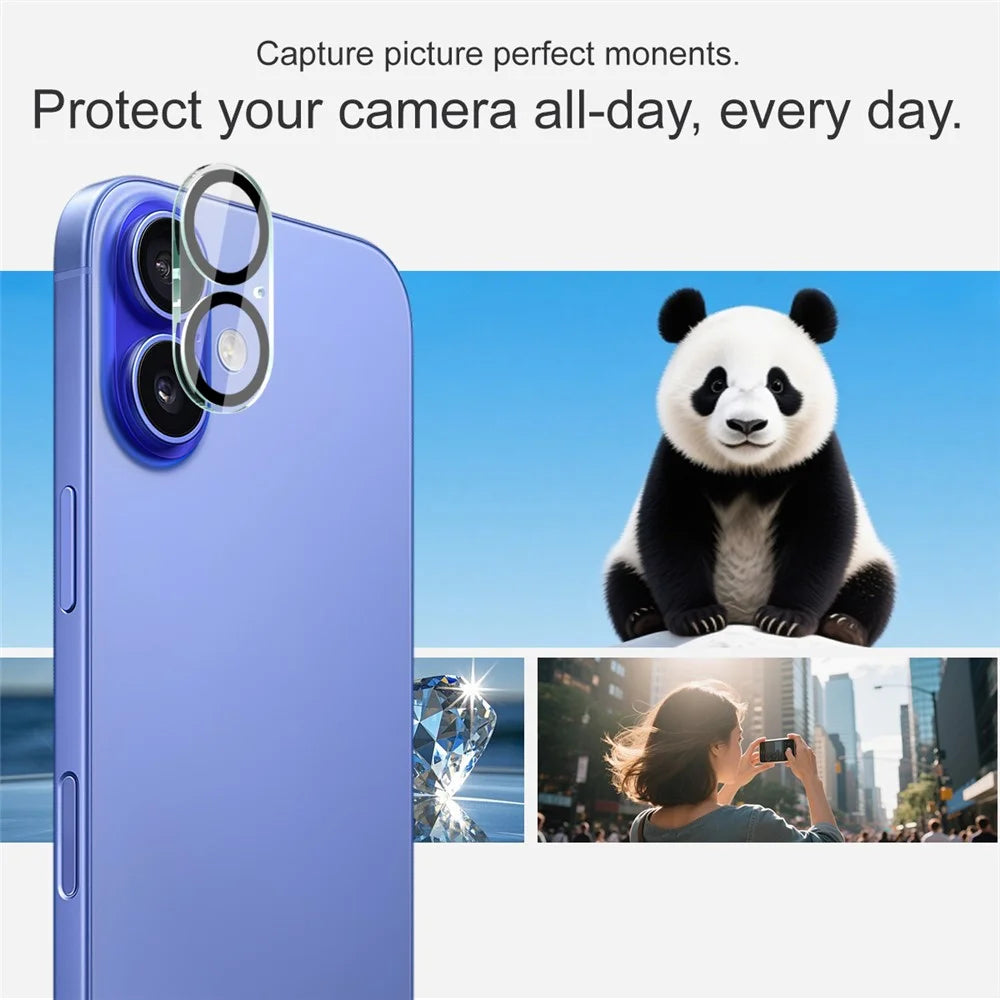 IMAK For iPhone 17 Tempered Glass Camera Lens Protector Acrylic Lens Cap (Black Circle Design) - 5