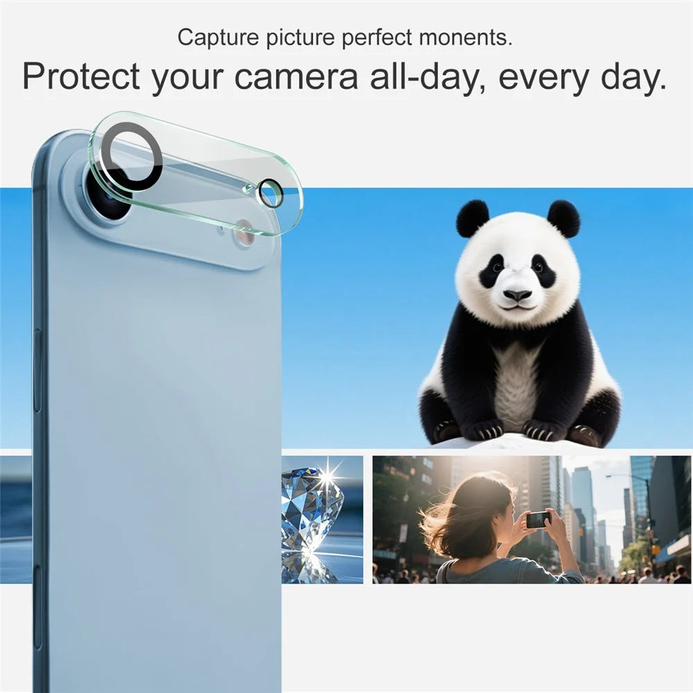 IMAK For iPhone Air Tempered Glass Camera Lens Protector Acrylic Lens Cap (Black Circle Design) - 5